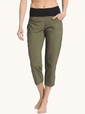 Prana Summit Capri Pants Women's M Heather Green Hiking Yoga Pull-On Stretch